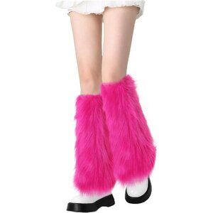 Faux Fur Fuzzy Leg Warmers Furry Boot Covers Rosa